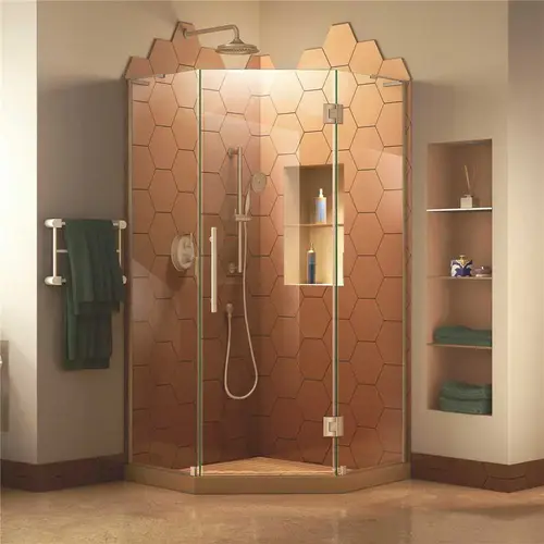 Prism Plus 36 in. D x 36 in. W x 72 in. H Semi-Frameless Neo-Angle Hinged Shower Enclosure in Brushed Nickel Hardware