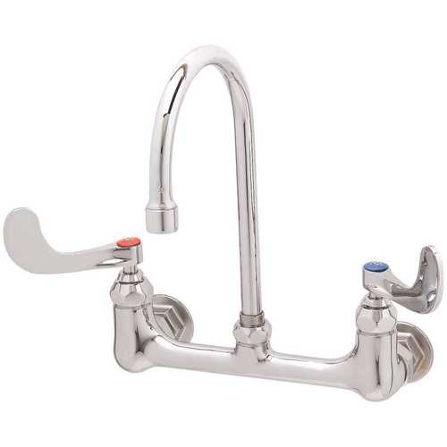 Commercial 2-Handle Kitchen Faucet with Wrist Blade Handles in Polished Chrome