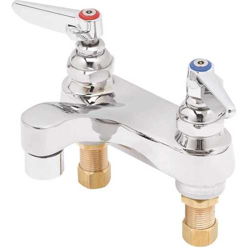 T & S BRASS & BRONZE WORKS B-0871-VRS Bathroom Faucet 4 in. Centerset 2-Handle Vandal Resistant Screws Medical Faucet with Lever Handles in Chrome