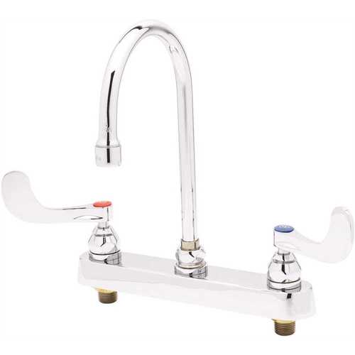 T & S BRASS & BRONZE WORKS B-1142-04 2-Handle Bar Faucet with Swivel Gooseneck in Chrome