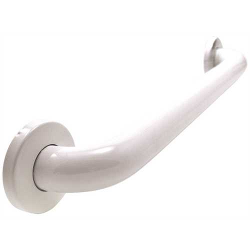 Premium 16 in. x 1.5 in. Polyester Painted Stainless Steel Grab Bar in White (19 in. Overall Length)
