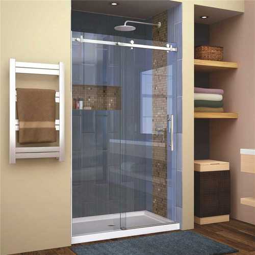 Enigma Air 44 in. to 48 in. x 76 in. Frameless Sliding Shower Door in Brushed Stainless Steel