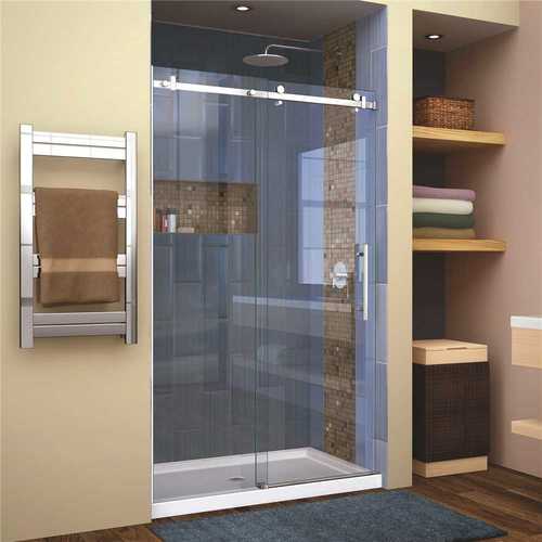 Enigma Air 44 in. to 48 in. x 76 in. Frameless Sliding Shower Door in Polished Stainless Steel