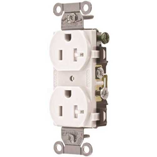 20 Amp Hubbell Commercial Grade Tamper Resistant Duplex Receptacle, White