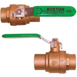 Boston Metal Products BLF0509201C Ball Valve, Solder Joint Ends, 1/2 in. Lead Free with Custom Handle