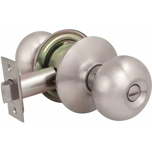 2010 GR2 2-3/4 in. Backset US32D Privacy Bed/Bath Plymouth Door Knob Brushed Stainless