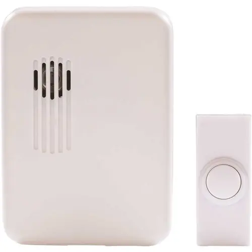 Wireless Battery Operated Door Bell Kit with 1-Push Button in White