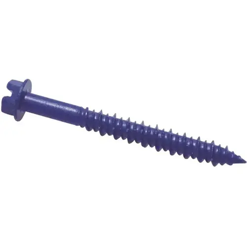 3/16 in. x 1-1/4 in. Slotted-Hex-Washer-Head Concrete Screws Blue - pack of 100