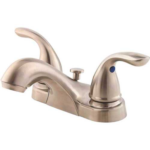 Pfirst Series 4 in. Centerset 2-Handle Bathroom Faucet in Brushed Nickel