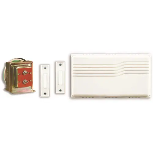 Hampton Bay HB-27102-03 Wired Contractor Doorbell Kit with 2 Wired Push Buttons, White