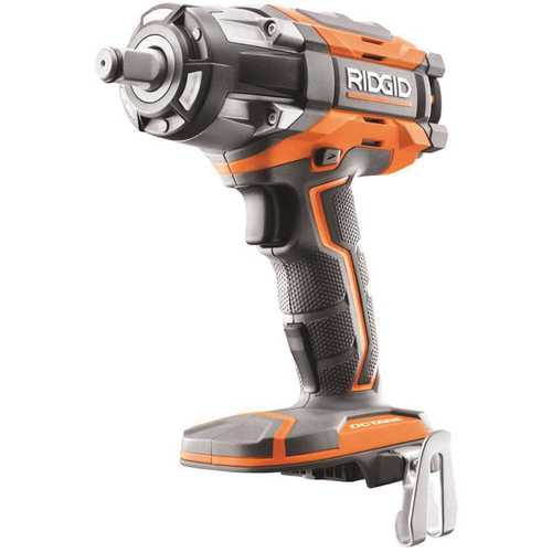 RIDGID R86211B RIDGID 18-Volt OCTANE Cordless Brushless 1/2 in. Impact Wrench (Tool Only) with Belt Clip