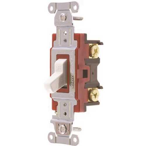 HUBBELL WIRING 1221W Pro Series 20 Amp Single-Pole Hubbell Toggle Switch, White