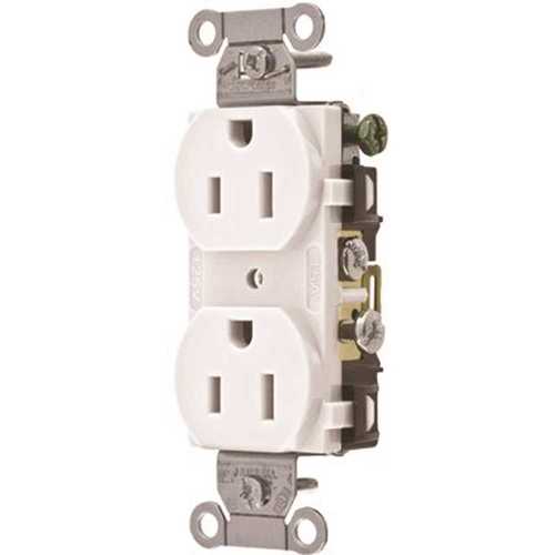 15 Amp Hubbell Commercial Grade Duplex Receptacle, White