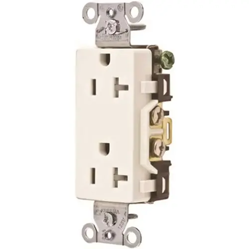 20 Amp Hubbell Commercial Grade Tamper Resistant Decorator Duplex Receptacle, White