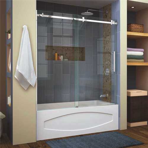 DreamLine SHDR-64606210-08 Enigma Air 56 in. to 60 in. x 62 in. Frameless Sliding Tub Door in Polished Stainless Steel
