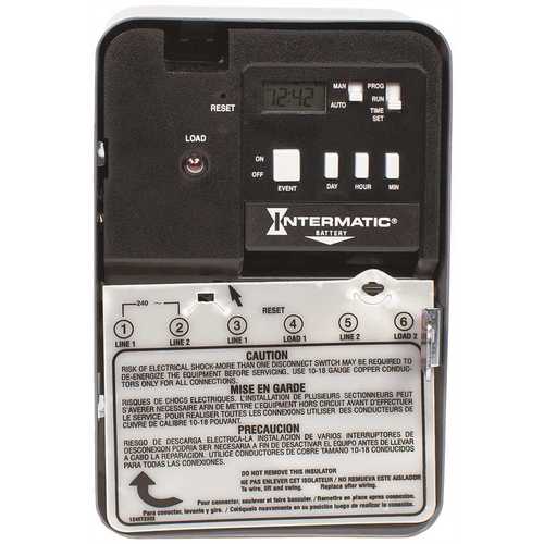 Intermatic EH10 EH Series 30 Amp 120-Volt SPST 7-Day Indoor Electronic Water Heater Time Switch Gray/Metal