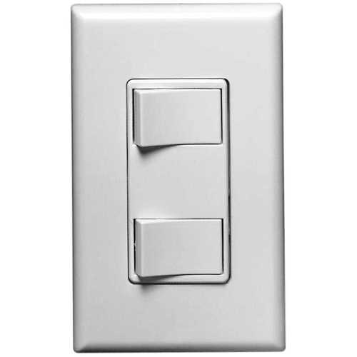 15-Amp Commercial Grade Combination Two Single Pole Rocker Switches, White