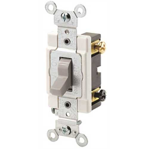 20 Amp, 120-Volt/277 Volt Toggle Double-Pole AC Quiet Switch Commercial Grade Grounding, Ivory