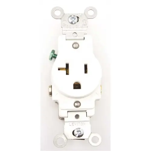 Leviton 5801-W 20-Amp Commercial Grade Grounding Single Outlet, White