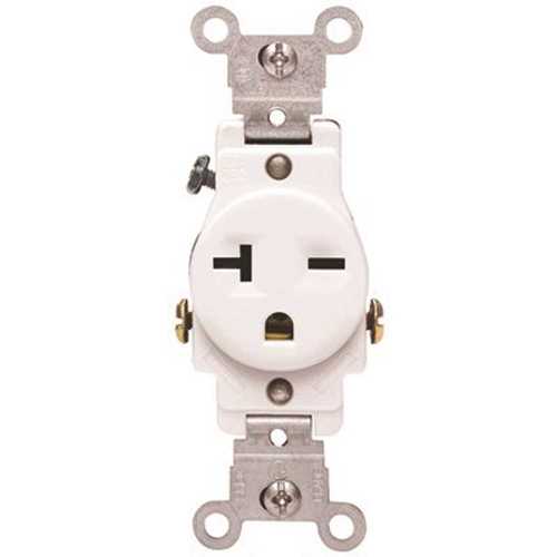 20 Amp 250-Volt NEMA 6-20R 2-Pole Commercial Grade Single Straight Blade Receptacle, White