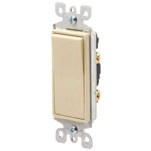 15 Amp Decora Grounding Rocker Light Switch with Quickwire in Ivory