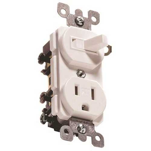 120-Volt 15 Amp 1-Pole Commercial Grade Tamper-Resistant Combo Duplex Receptacle/Toggle Switch, Ivory
