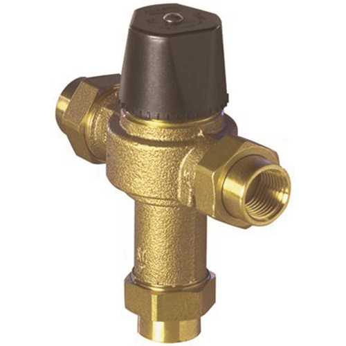 POWERS PROCESS CONTROLS LFLM496-1 Powers Under Counter Thermostatic Mixing Valve, 3/4 in. Union NPT Female, Rough Bronze, Lead Free