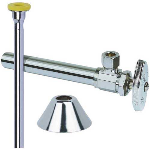 BrassCraft CS401DLX C Toilet Kit: 1/2 in. Nom Sweat x 3/8 in. O.D. Comp Multi-Turn Angle Valve with 5 in. Extension, 12 in. Riser and Flange