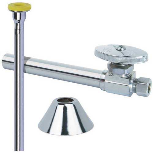 Toilet Kit: 1/2 in. Nom Sweat x 3/8 in. O.D. Comp Multi-Turn Straight Valve with 5 in. Extension, 12 in. Riser, Flange