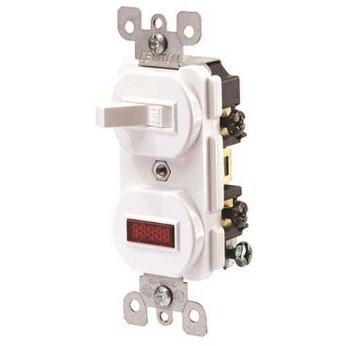 Leviton 5226-W 120-Volt 15 Amp 1-Pole Commercial Grade AC Combination Toggle Switch and Neon Pilot Light, White
