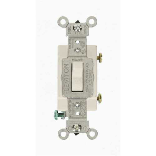 20 Amp Commercial Grade Single-Pole Toggle Switch, White