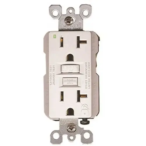 20 Amp 125-Volt NEMA 5-20R SmartlockPro 2-Pole Residential Grade Duplex GFCI Receptacle with LED, White