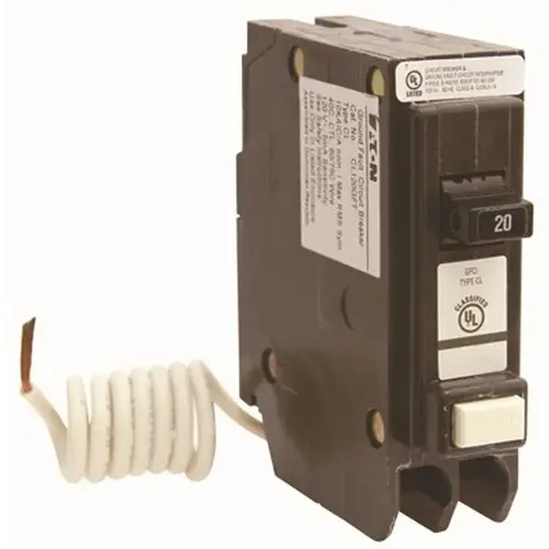 CL 20 Amp Single-Pole Self Test Ground Fault Circuit Breaker Black
