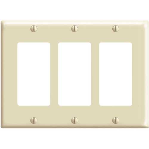 3-Gang Decora/GFCI Device Wall Plate, Ivory