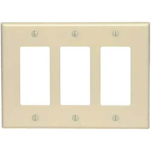 3-Gang Decora Midsize Wall Plate, Ivory