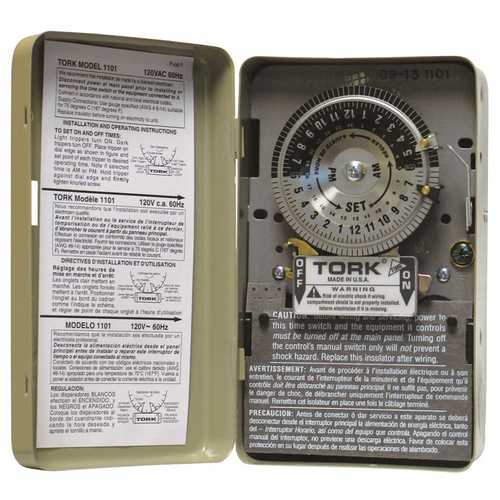 Tork 1101B 40 Amp 1-Channel 24-Hours Indoor Mechanical Time Switch for Same Time Every Day