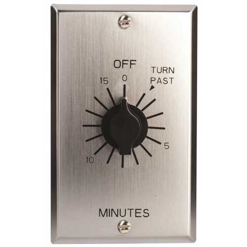 In-Wall Spring Wound 15-Minute Indoor Commercial Grade Mechanical Interval Timer Switch Silver