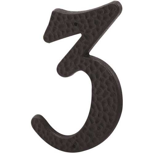 3 in. House Number 3 with Nails, Black Plastic  - pack of 2