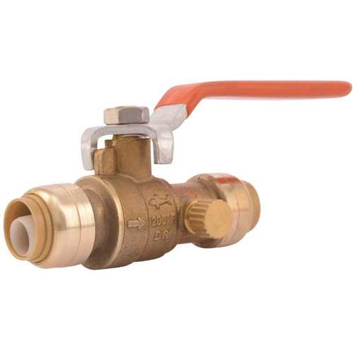 SharkBite 22304-0000LF 1/2 in. Push-to-Connect Brass Ball Valve with Drain