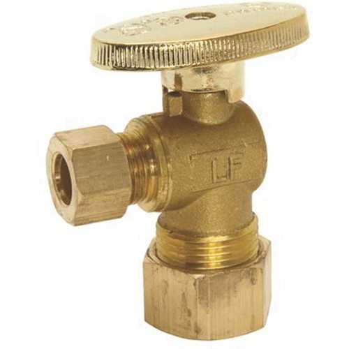 Premier NLTRB1331ARN 5/8 in. O.D. Compression x 3/8 in. O.D. Compression, Rough Brass Lead Free Quarter Turn Angle Stop