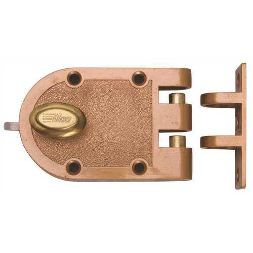 Kaba Ilco 539-53-41 L/CYL Single Cylinder Surface Bolt Jimmy Proof Lock Less Cylinder with Angle Strike Bronze Laquer