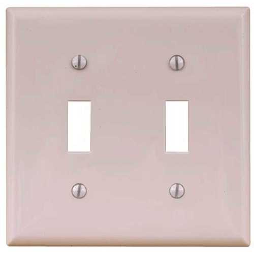 2-Gang Toggle Switch Wall Plate Plastic - White