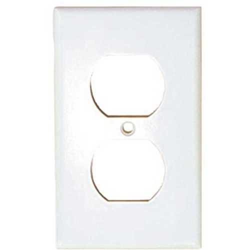 1-Gang Duplex Outlet Wall Plate Plastic White