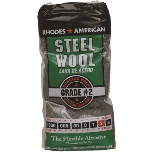 #2 12 Pad Steel Wool, Medium Coarse Grade Gray - pack of 12