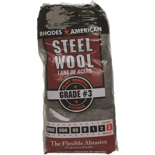 Homax 10121113-6 #3 12 Pad Steel Wool, Coarse Grade Gray - pack of 12