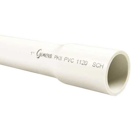 1 in. x 20 ft. PVC Belled End Schedule 40 Pressure Pipe - 20 ft