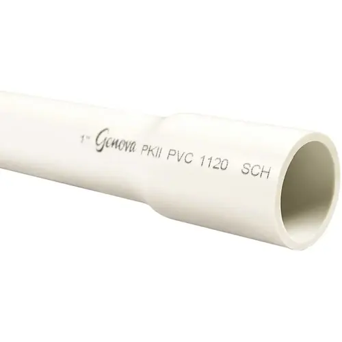 1 in. x 20 ft. PVC Belled End Schedule 40 Pressure Pipe - 20 ft