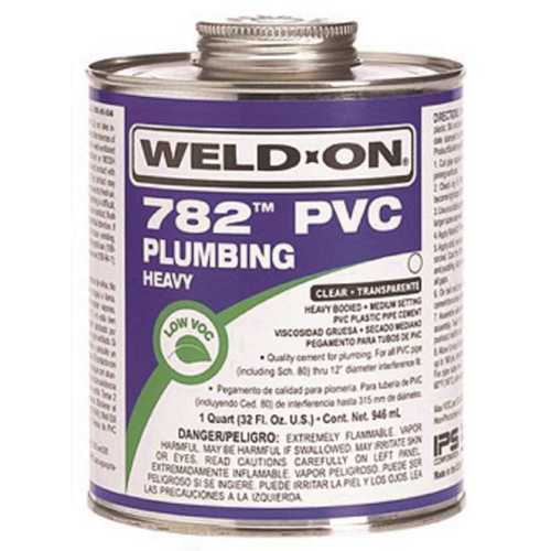 IPS Corporation 14016 Weld On 782 Heavy-Bodied PVC Cement, Clear, Quart