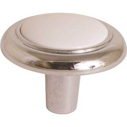 1-1/4 in. White/Polished Chrome Cabinet Knob - pack of 5