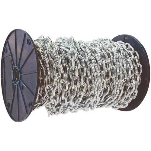 KingChain 519182 #2/0 x 98 ft. Zinc-Plated Straight Link Coil Chain - 520 lbs Safe Work Load - Reeled